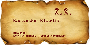Kaczander Klaudia névjegykártya